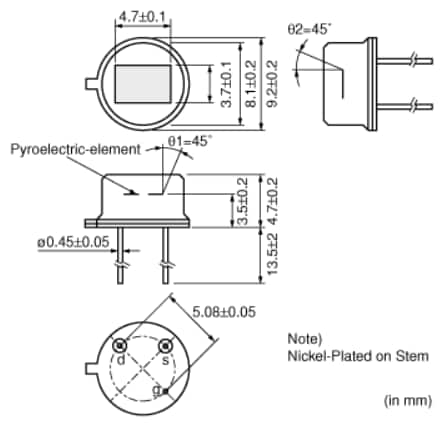 機械製圖 - Murata Electronics IRA系列熱電紅外線感測器